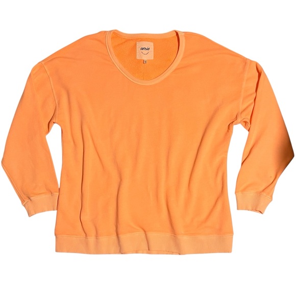 Aerie Oversized Orange Sweatshirt Voop Neck Feeling The Heat Summer Daze medium - Picture 4 of 10
